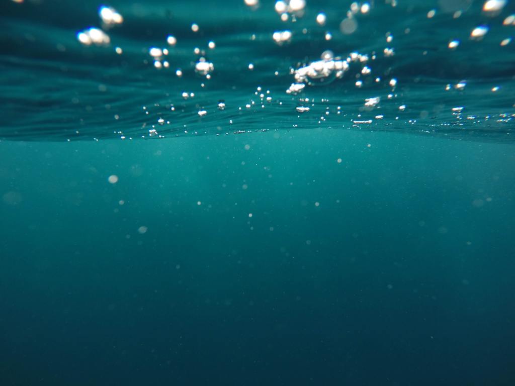 A photograph of water underneath the surface. 