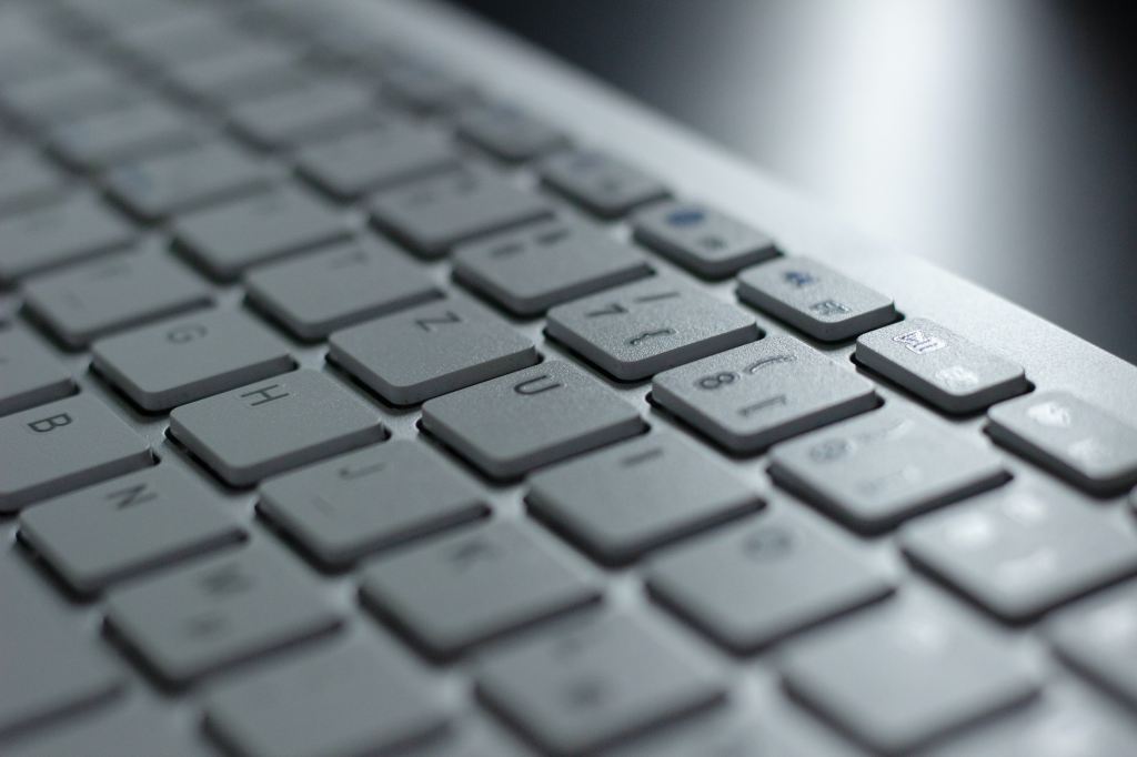 Close-up shot of a computer keyboard. 